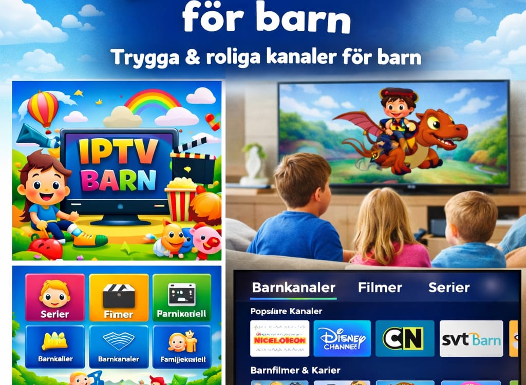 happy children watching swedish animated shows on iptv barn