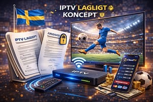 illustration av juridiska dokument och en tv som visar iptv lagligt koncept