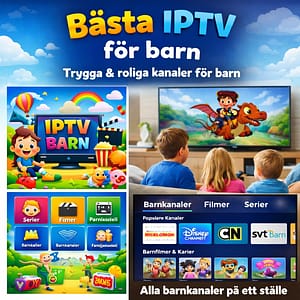 happy children watching swedish animated shows on iptv barn