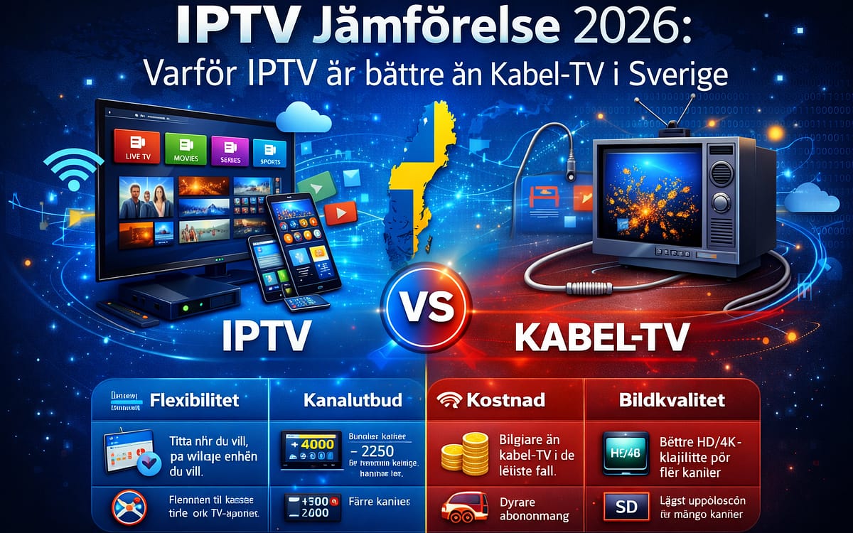 comprehensive iptv jämförelse showing streaming vs cable tv in sweden